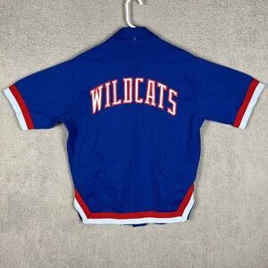 Vintage Rawlings Wildcats Snap Warm Up Jersey Blue Short Sleeve Shirt Size 40